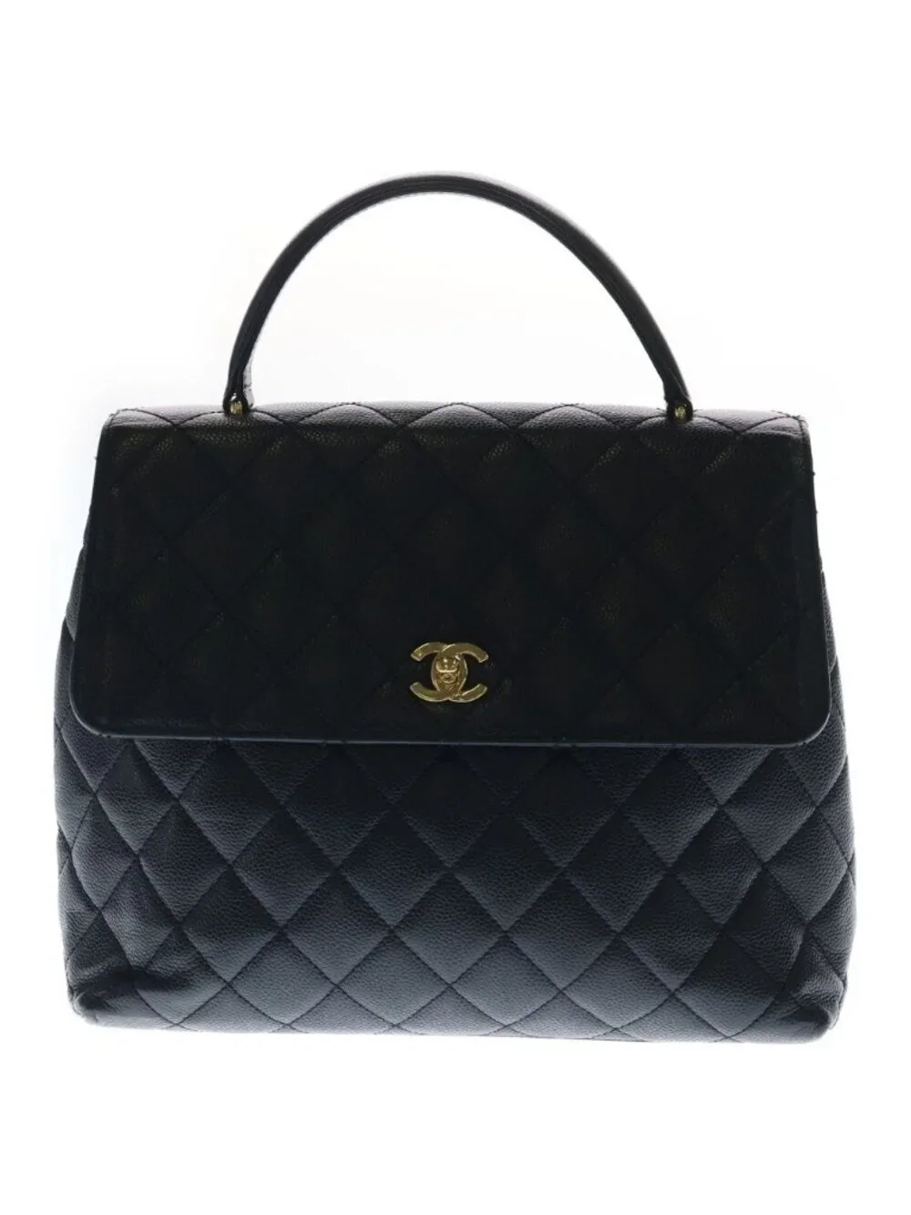 Chanel Quilted CC Logo Turnlock Top Handle Kelly Handbag